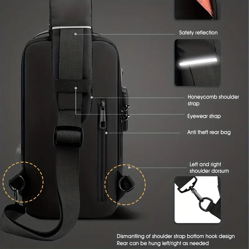 Anti-theft Crossbody Shoulder Bag with USB Charging Port. - Image 3