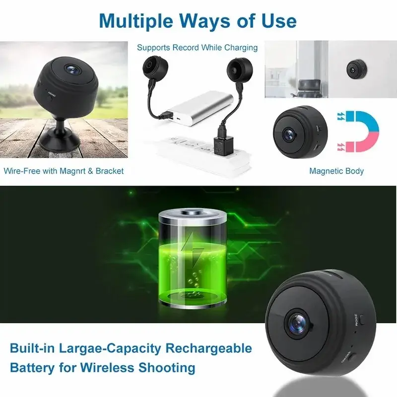 A9 Mini Wifi Camera - HD 720P Wireless IP Camera with Night Vision + 32gb Card - Image 9