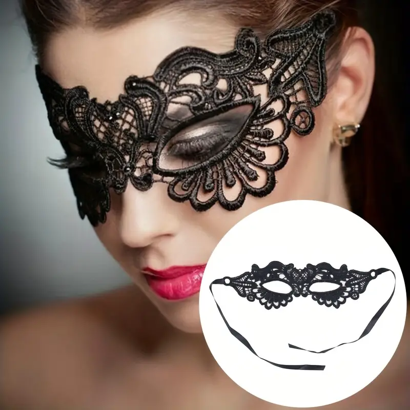 Sultry Elegance Black Lace Eye Mask - Image 3