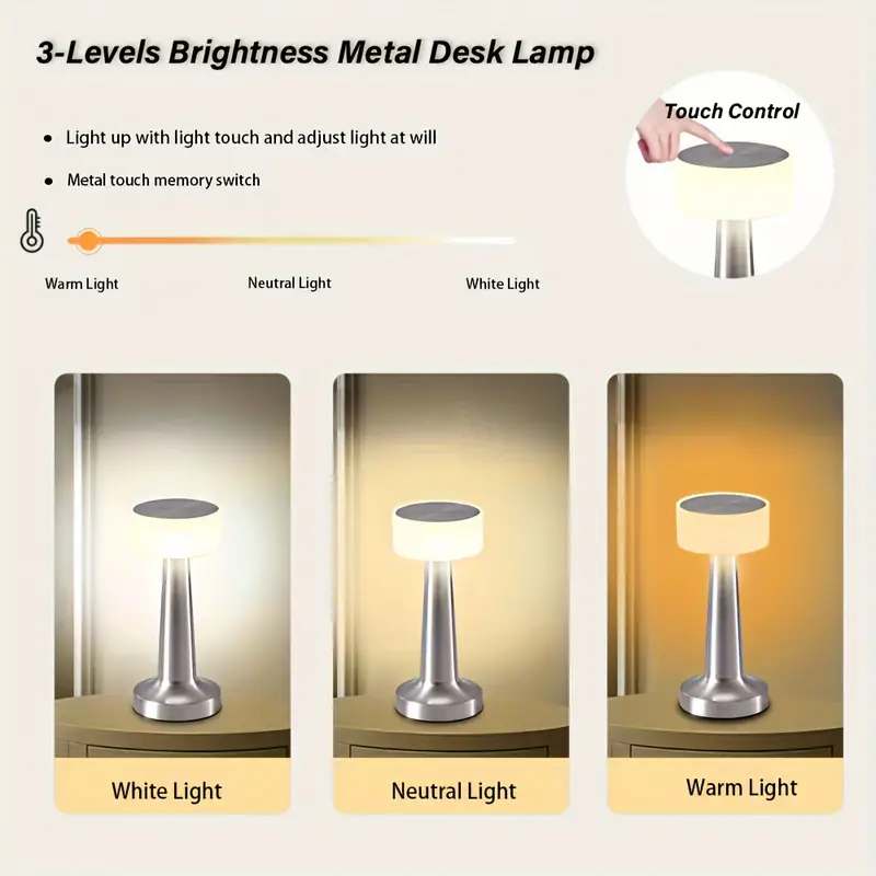 Portable Metal LED Table touch Lamp Silver! - Image 5