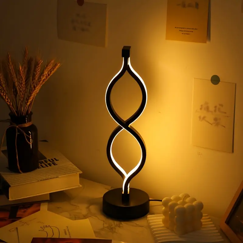 Sleek Spiral Table Lamp with USB Charging! Three-tone Dimming