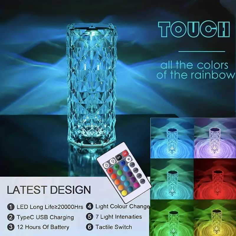 RGB Touch Sensor Crystal Table Lamp! - Image 8