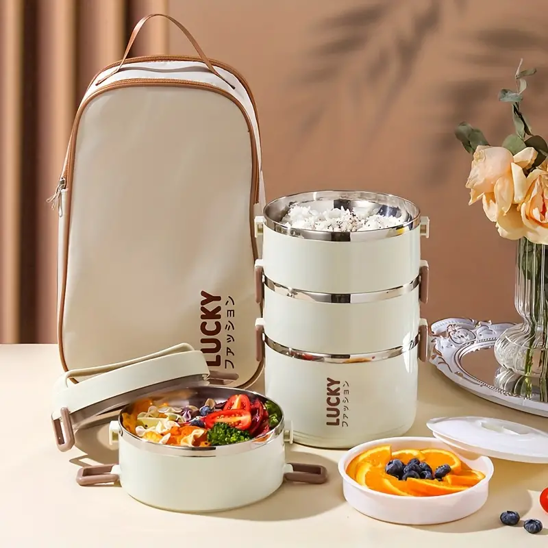 Large Capacity Stainless Steel Lunch Box Set + Bag. - Image 9