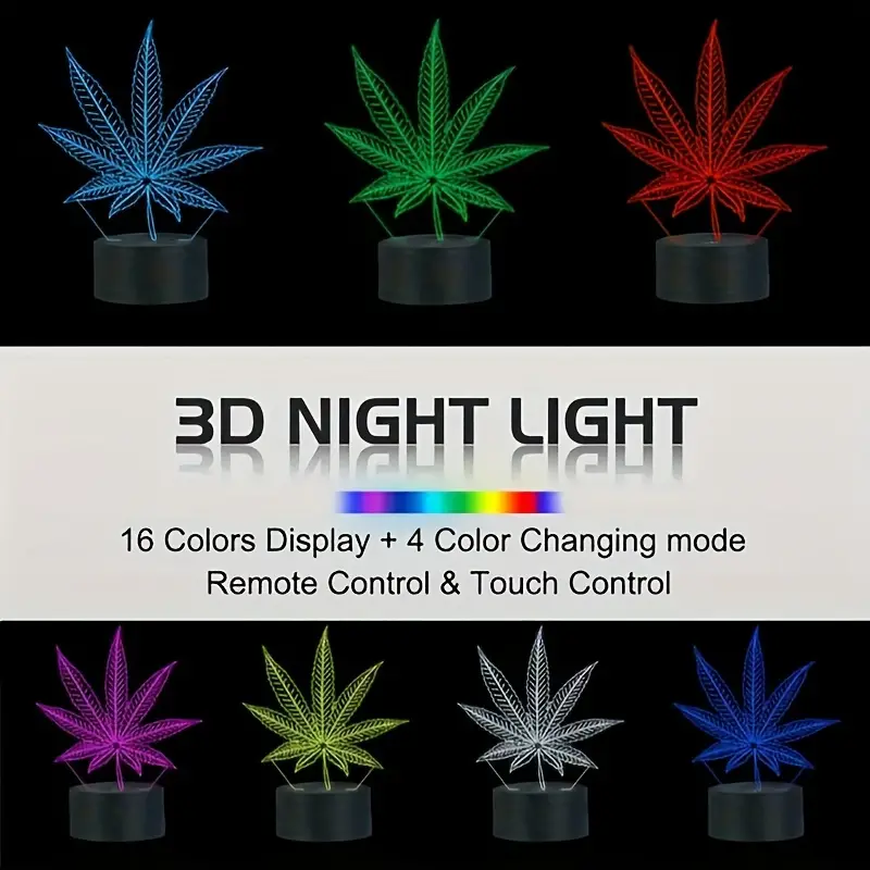 Leaf-Shaped 3D Night Light with Touch Control - Image 7