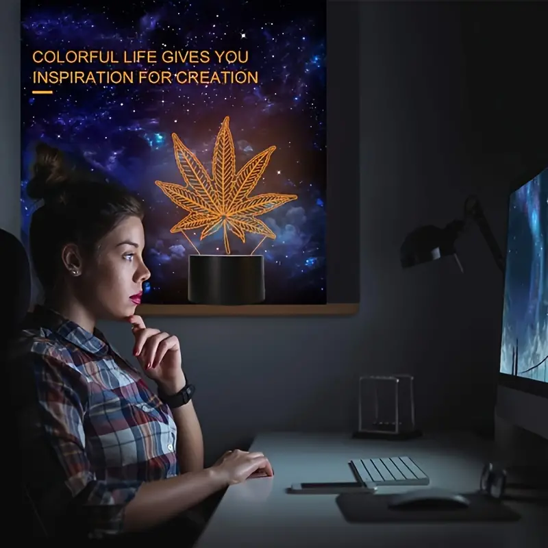 Leaf-Shaped 3D Night Light with Touch Control - Image 6