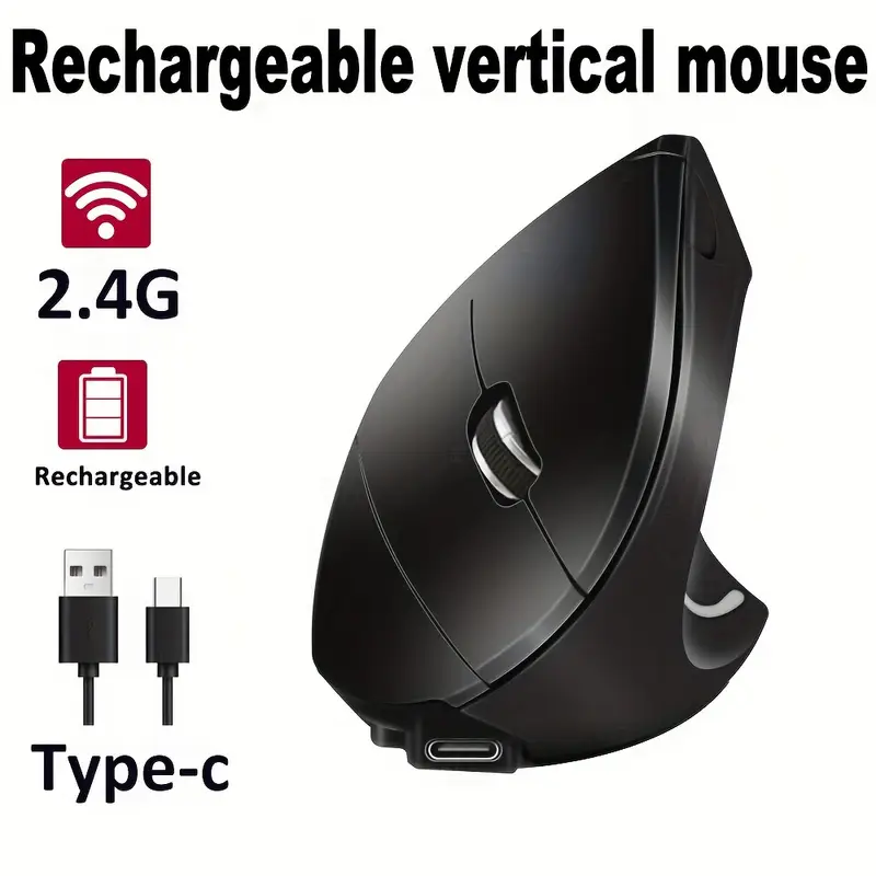 Rechargeable 2.4G Wireless Ergonomic Vertical Gaming Mouse